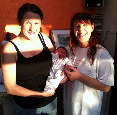 Kirsty Roberts with her two day old daughter Charlotte and Area 28 Chairman Karen Johnson